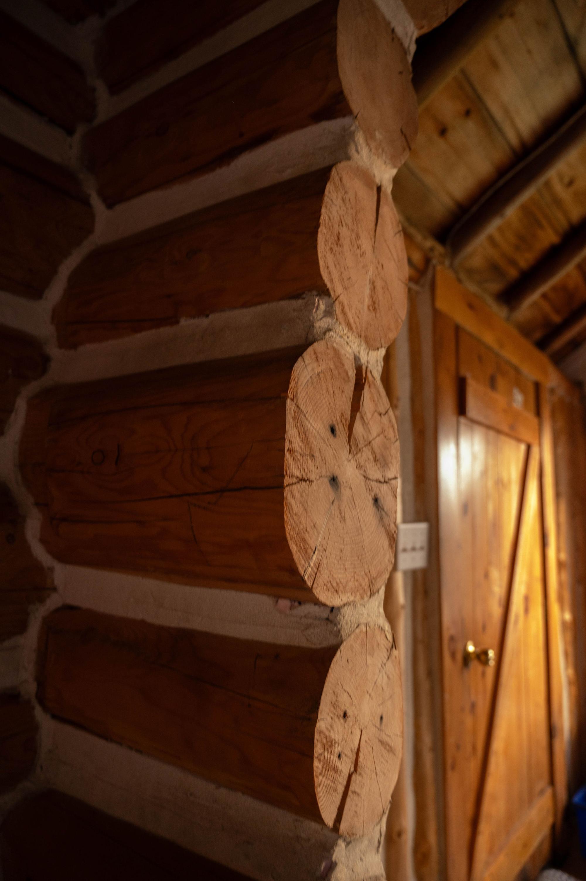 Log corner with door