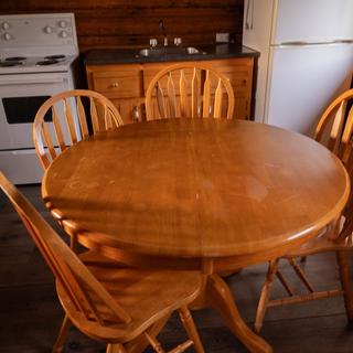 Dining table and kitchen
