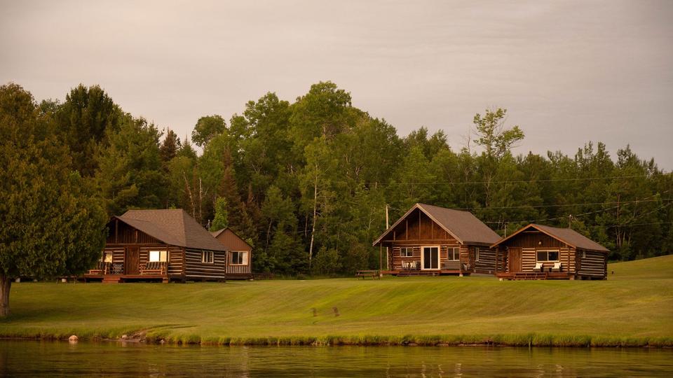 Cottages on the lawn by the lake
